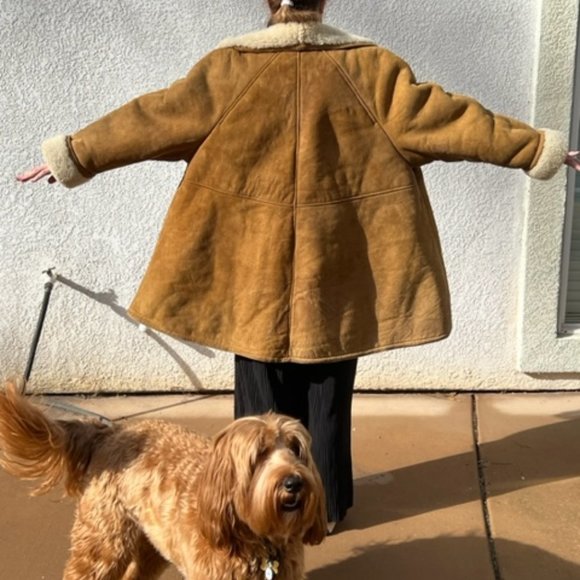 Ralph Lauren  Rare Vintage 80's Shearling Lambskin Suede Swing Coat - Picture 4 of 7